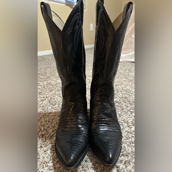 Justin Vintage Black Iguana Lizard Boots L4705 - Picture 2 of 8